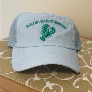 Blue roller rabbit target trucker hat